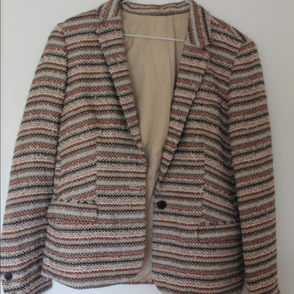 J Crew Striped Tweed Blazer